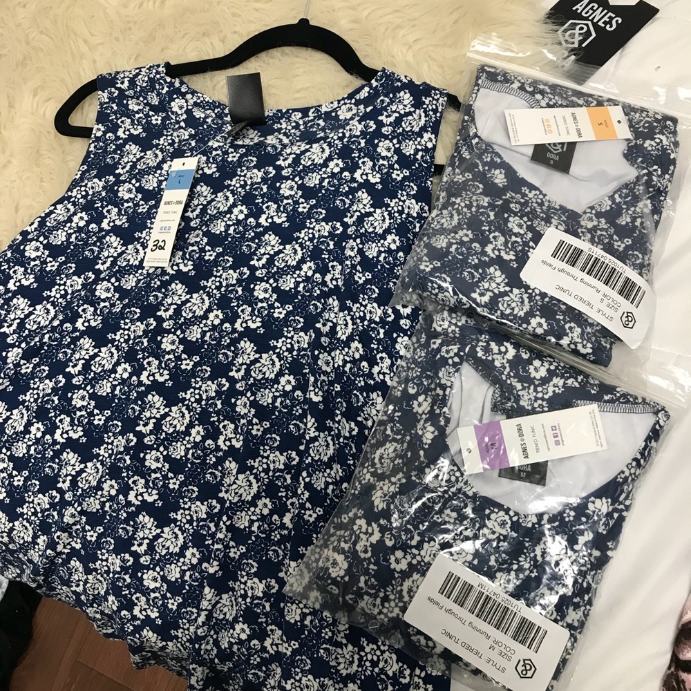 Blue ruffle tunic